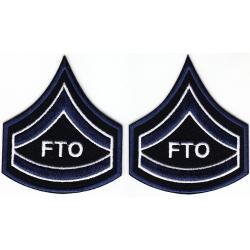FTO Chevron patches NAVY BLUE with WHITE EDGE ON DARK NAVY FELT 1 pair