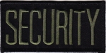 SECURITY OD Green on Black Front Panel Patch 4" X 2"