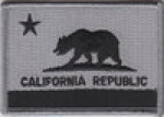 California CA State Flag Patch SUBDUED BLACK on GREY