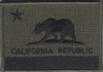 California CA State Flag Patch SUBDUED BLACK on OD GREEN