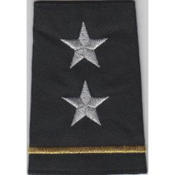 2 Silver STARS 1 Gold Bar Epaulet Shoulder Boards Black small