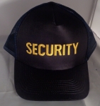 SECURITY MEDIUM GOLD Lettering on DARK NAVY mesh baseball hat cap