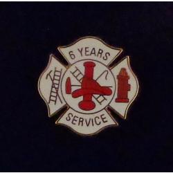 6 YEARS SERVICE Fire Dept Maltese Cross Uniform Lapel Pin