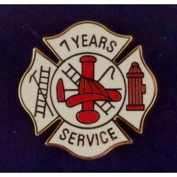 7 YEARS SERVICE Fire Dept Maltese Cross Uniform Lapel Pin