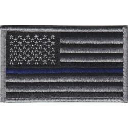 THIN BLUE LINE U.S. FLAG Patch SUBDUED Grey on Black