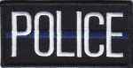 POLICE Thin Blue Line White on Black 4 X 2 Front Panel Patch