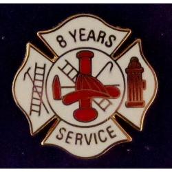 8 YEARS SERVICE Fire Dept Maltese Cross Uniform Lapel Pin