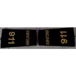 911 DISPATCHER Gold on Black Epaulet Shoulder Boards USA MADE
