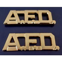 A.F.D. 1/2" Polished Gold Collar Pins with periods
