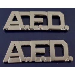 A.F.D. 1/2" Polished Silver Collar Pins with periods