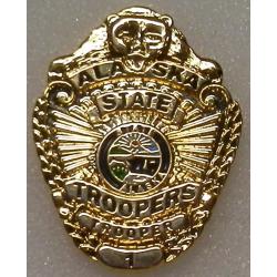 Alaska State Troopers AK police GOLD mini badge LAPEL PIN