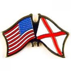 Alabama State and US Flags Crossed Lapel Pin
