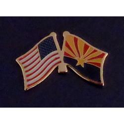 Arizona State and US Flags Crossed Lapel Pin