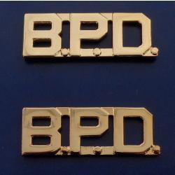 B.P.D. polished gold 1/2" Letters Collar Pins Insignia