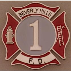Beverly Hills F.D. 1 Fire Dept shoulder patch Lapel Pin Maltese Cross