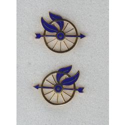 BLUE & GOLD Wheel with Wings Police Traffic Motorcycle Uniform Collar Pins