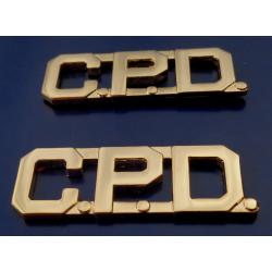 C.P.D. polished gold 1/2" Letters Collar Pins Insignia