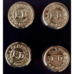 CAMDEN NEW JERSEY Fire Department Uniform Buttons set of 4 small silver