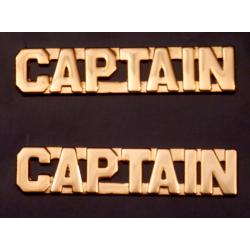 CAPTAIN 3/8" Polished Gold Letters Collar Pins