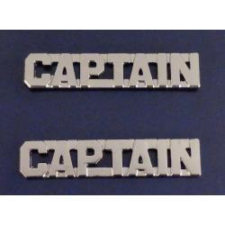 CAPTAIN Polished Silver 3/8 Letters Collar Pins