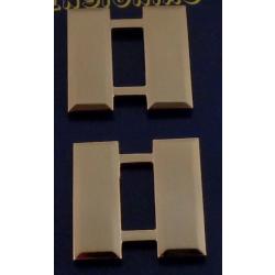 Captain Bars POLISHED GOLD 1 1/16" LARGE Pair Collar Pins