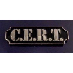 C.E.R.T. silver on black award bar