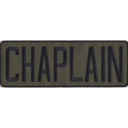 CHAPLAIN Black on OD Green Back Panel Patch 11" X 4"