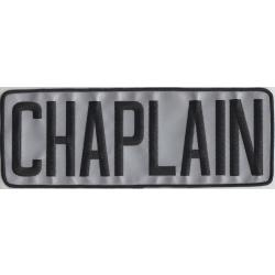 CHAPLAIN Black Lettering on REFLECTIVE Grey Back Panel Patch 11X4