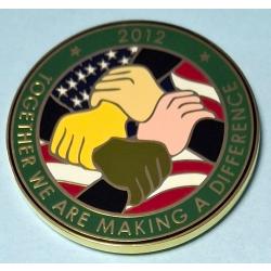 Charlotte County Sheriff CHALLENGE COIN Florida FL police 2012  white, black, brown, yellow hands together
