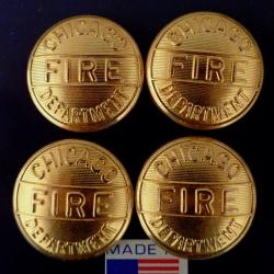 CHICAGO FIRE DEPARTMENT Set of 4 GOLD Uniform Buttons LARGE