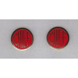 CHIEF 15/16" Gold on Red Collar Pins