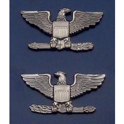 Colonel Eagle Birds Large Silver Collar Pins SAFETY CATCH