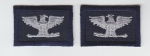 COL Colonel SILVER on NAVY BLUE collar patches 1.5" SMALL
