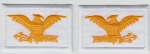 COL Colonel Eagles Birds DARK GOLD on WHITE collar lapel patches 1.75" LARGE