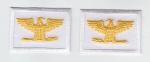 COL Colonel Eagles Birds MEDIUM GOLD on WHITE rank insignia collar lapel patches 1.75"