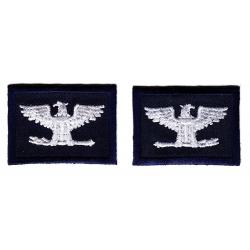 Colonel Silver on Navy Blue Large 1.75" sew on collar patches