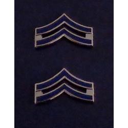 Corporal Chevrons BLUE ENAMEL on SILVER Small