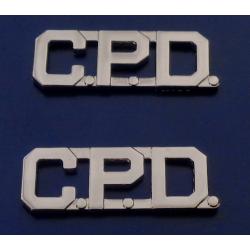 C.P.D. silver 1/2" Letters Collar Pins CPD