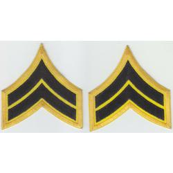 CPL Corporal Chevrons BLACK on GOLD REFLECTIVE 3" X 3.25"
