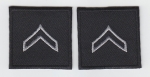 CPL Corporal SILVER on BLACK rank insignia collar patches 1.5"