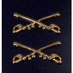 Crossed Swords GOLD Cavalry Mounted Patrol Collar Pins