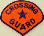 CROSSING GUARD Navy Blue on Orange teardrop Shoulder Patch