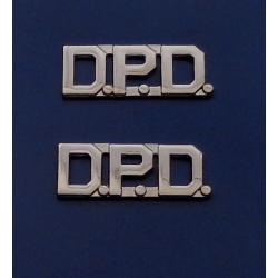 D.P.D. polished silver 1/2" Letters Collar Pins Insignia