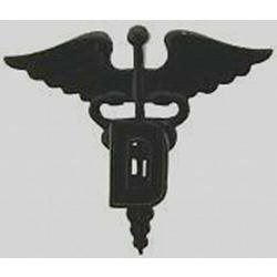 Dentist Dental Caduceus Medical insignia SUBDUED BLACK Lapel Pin 1" X 1 1/8"