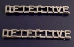 2 DETECTIVE 1/4" Silver Letters Uniform Collar Pins Insignia