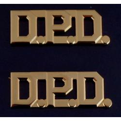 D.P.D. polished gold 1/2" Letters Collar Pins