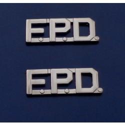 F.P.D. polished silver 1/2" Letters Collar Pins Insignia