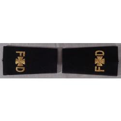 FD Maltese Cross Gold on Black Shoulder Boards