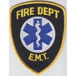 FIRE DEPT E.M.T. shoulder patch with Star of Life