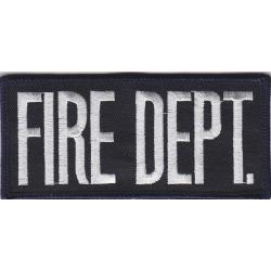 Fire Dept. White on Navy Blue Front Panel patch 4 1/8" X 1 7/8"